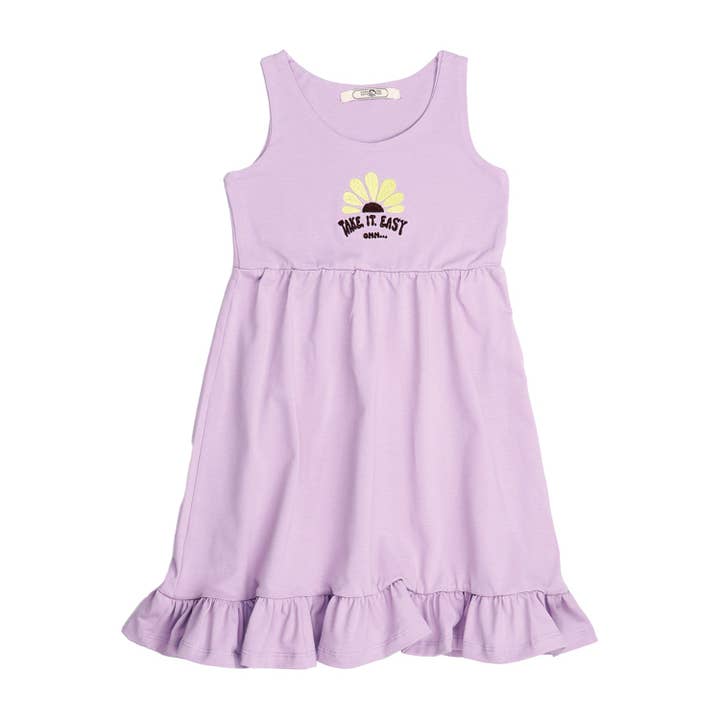 Vestido sem mangas de flores amarelas por atacado de walkiddy