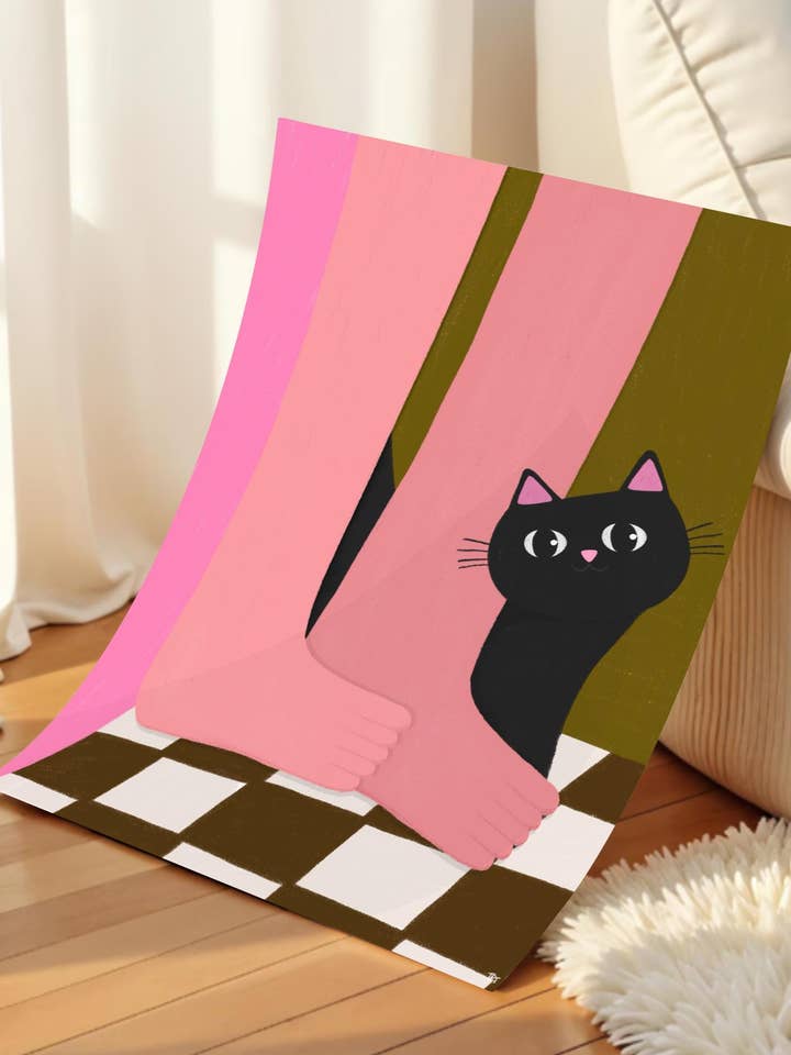 Happy Feet Print – Funny Feline Wall Art for wholesale by The Paper Tail