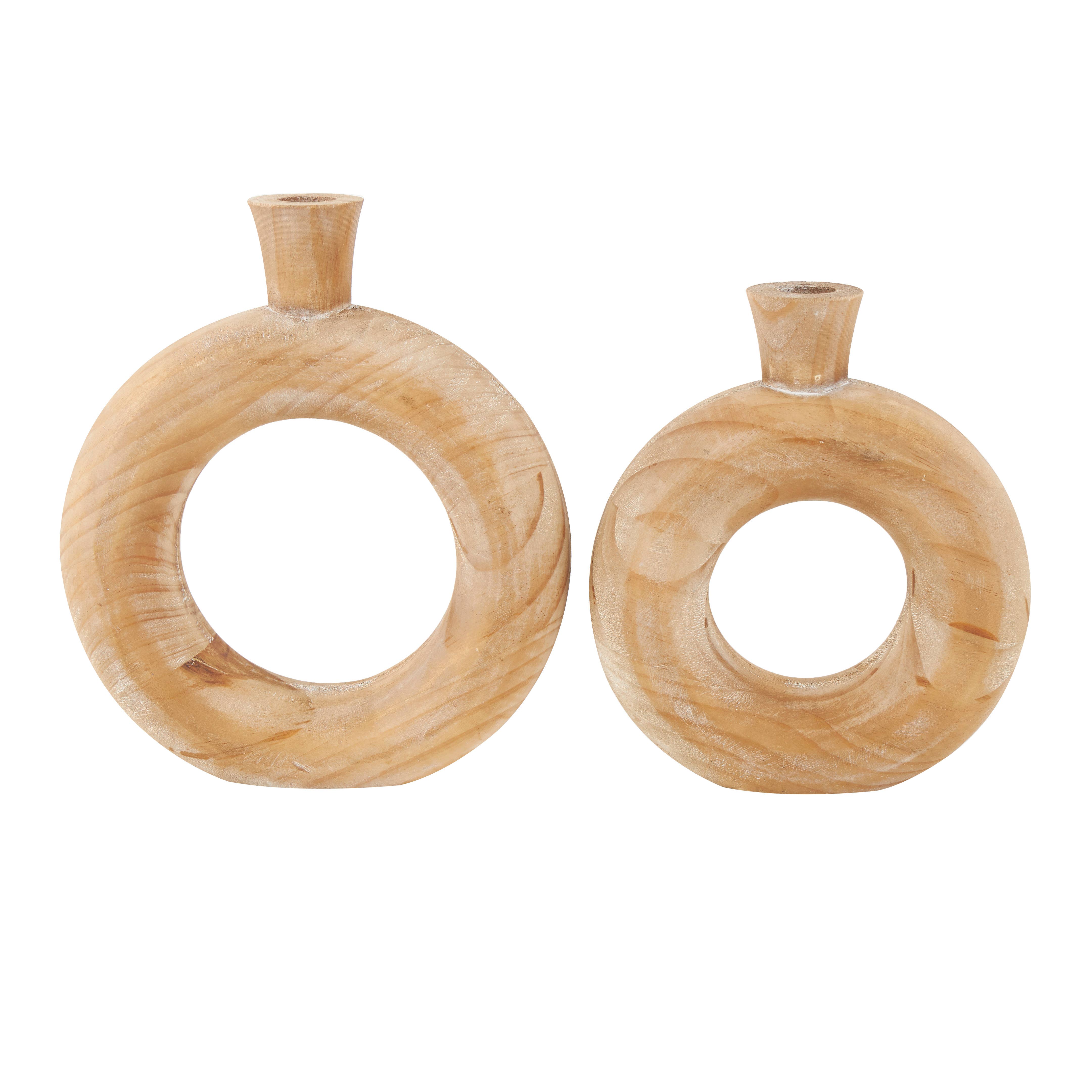 Deco Marché - Wholesale Vase - Natural Brown Wood Vase Set5