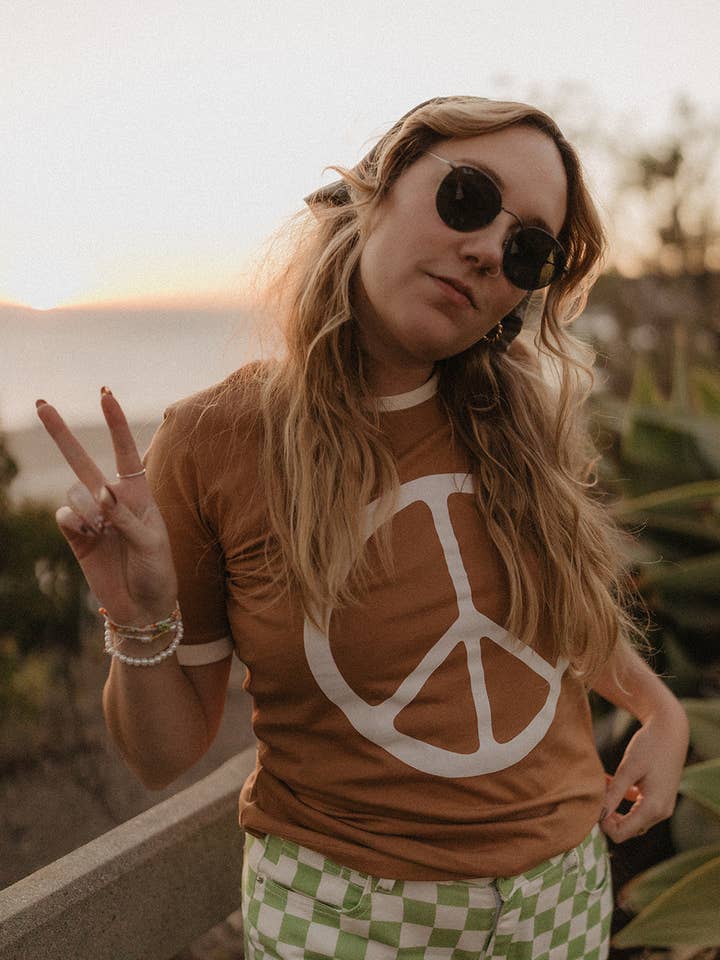 The Bee & The Fox - Wholesale T-Shirt (Graphic) - Women's - Peace | Ringer Graphic T-shirt