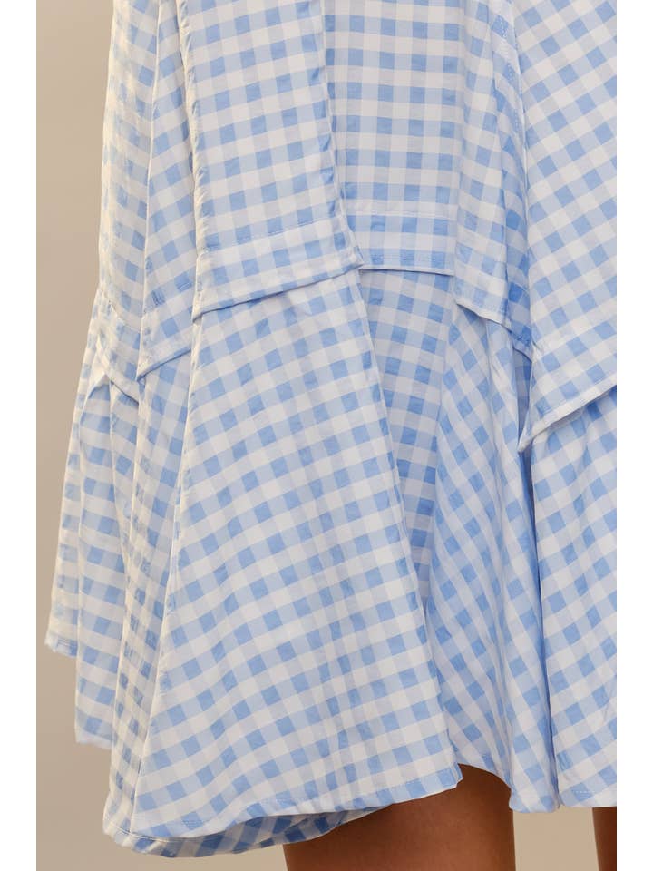 Blue B - Wholesale Dress - Women's - 47022D - Gingham Flare Mini Dress20