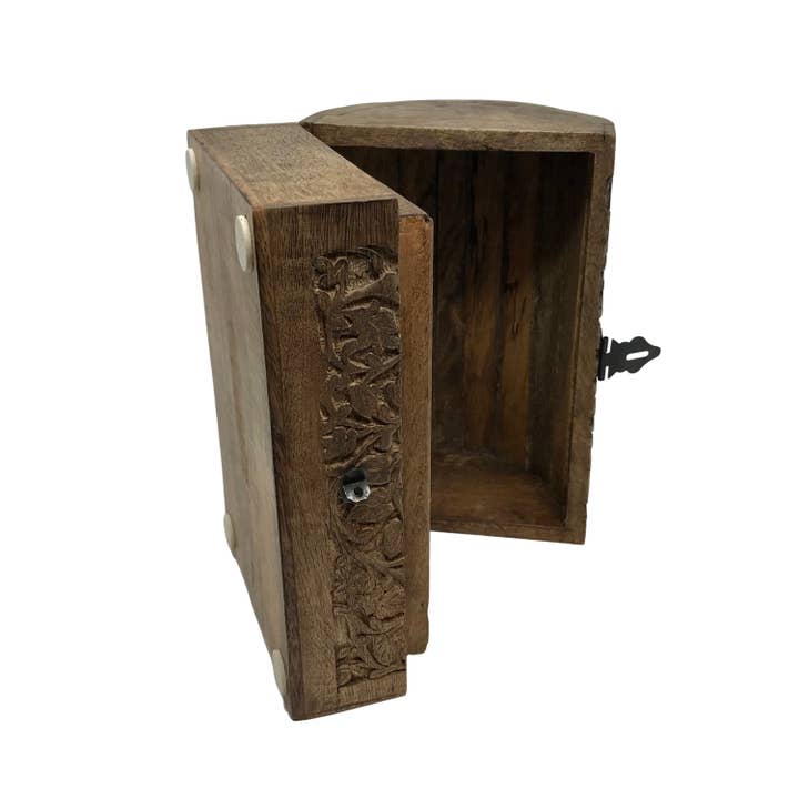 Wilco Home - Wholesale Decorative Box - Hand-Carved Wood "Vines" Hinged Box Table Chest9