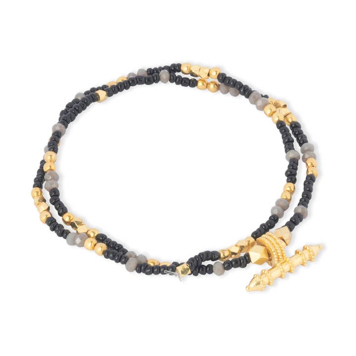 Jaya Perlearmbåndsæt Sort & Grå for engroshandel hos Ashiana London