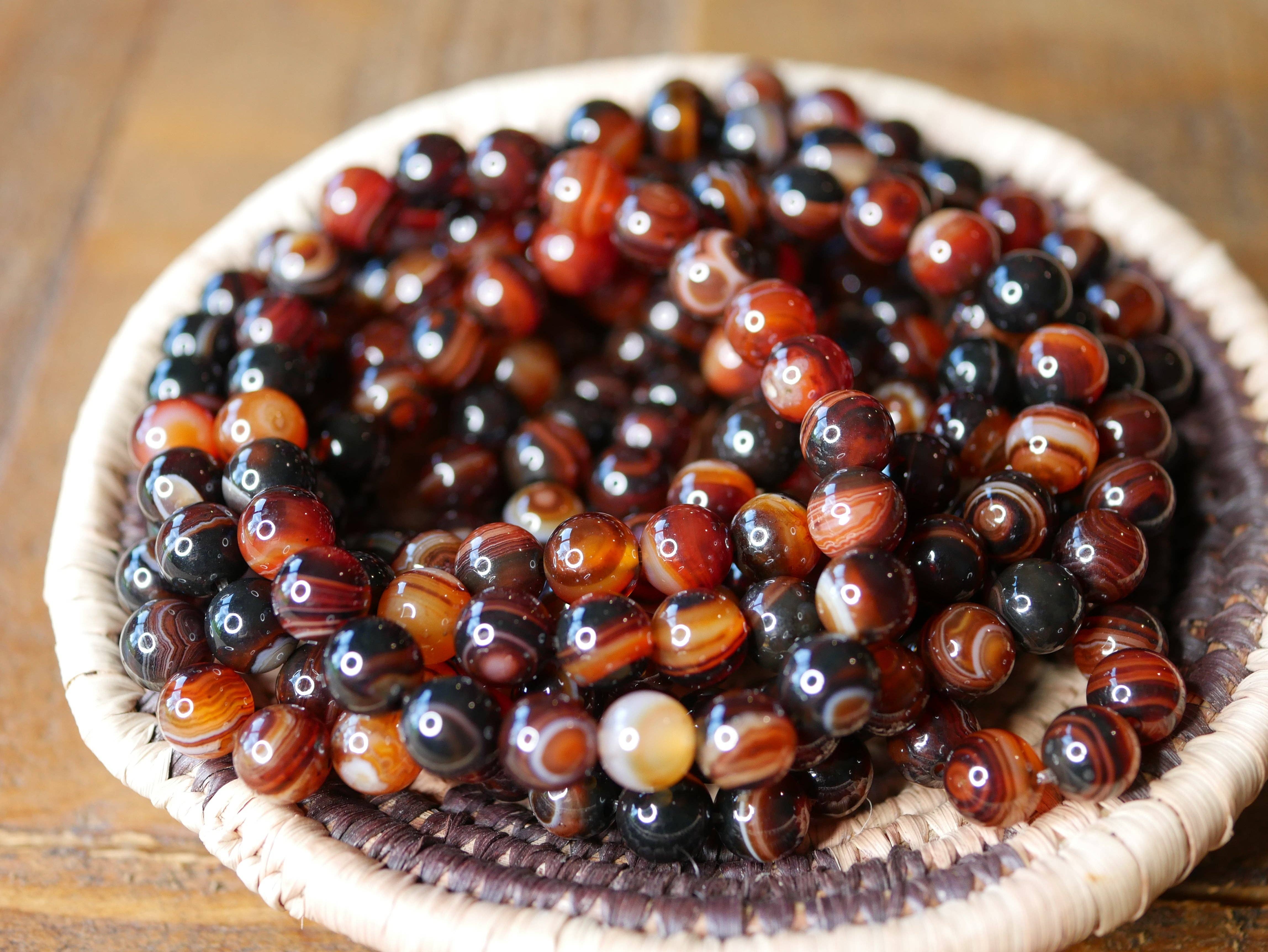 Superior Stones & Gifts INTL LLP - Wholesale Beaded Bracelet - Gemstone Stretch Bracelet Dark Brazilian Agate-Natural1