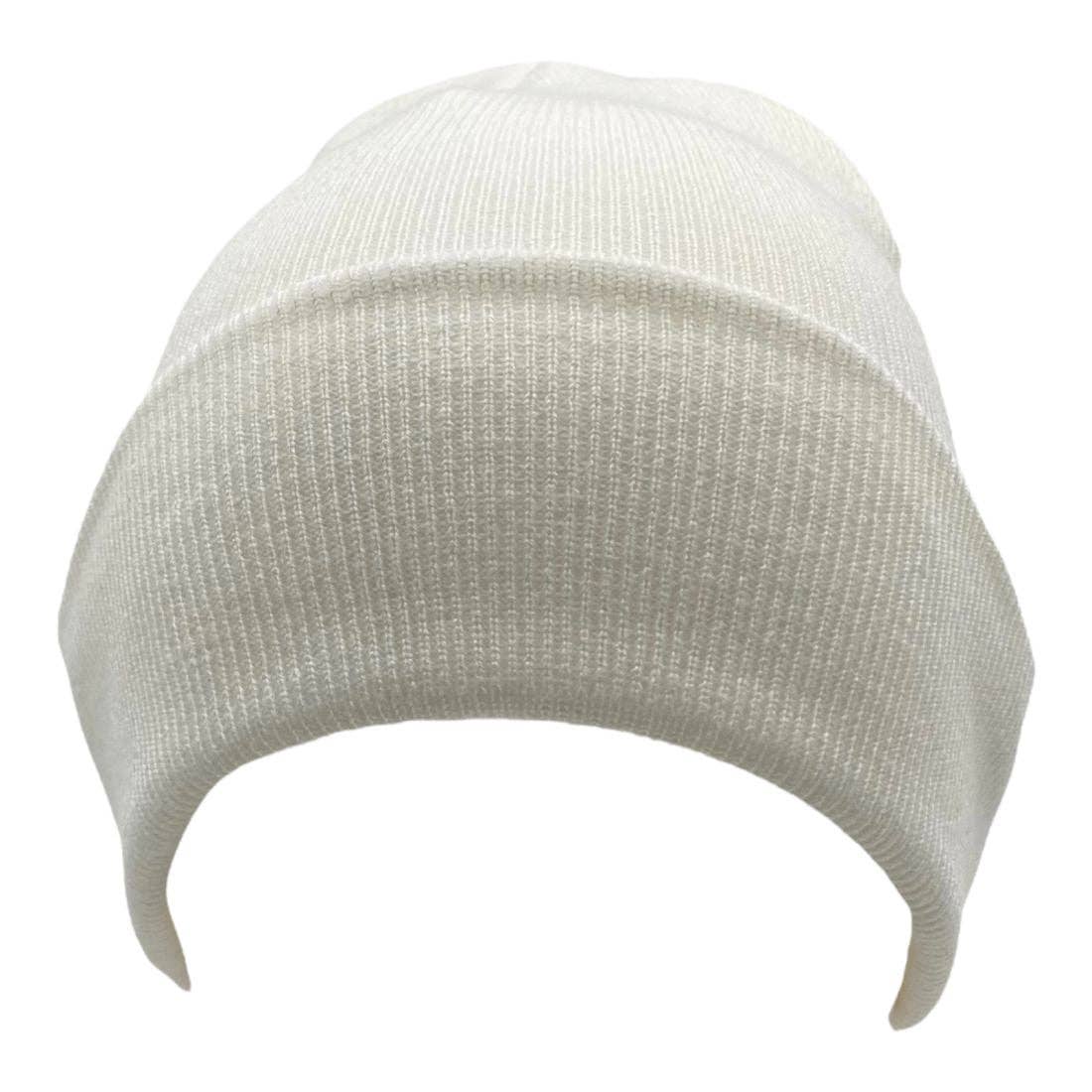 The Park Wholesale - Vente Bonnet – unisexe - Bonnets et bonnets de luge à revers en tricot doux, en vrac, multicolore, uni, blanc, vente en gros110