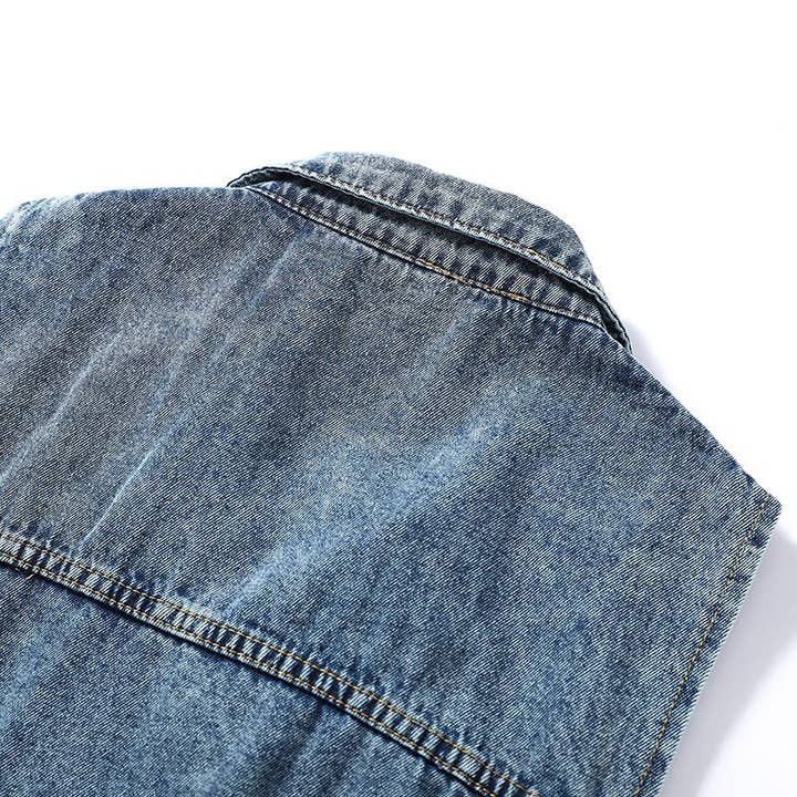 Blue Denim Sleeveless Vest Jacket for wholesale on Faire2