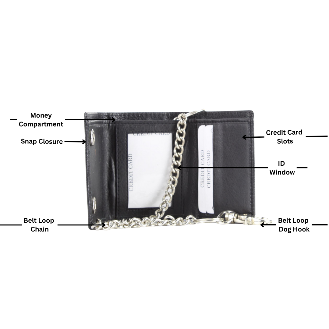 Leather Impressions Inc – Engroshandel Tegnebog - Dame – Vegansk læder klassisk stil kædepung VL520-CHAIN3