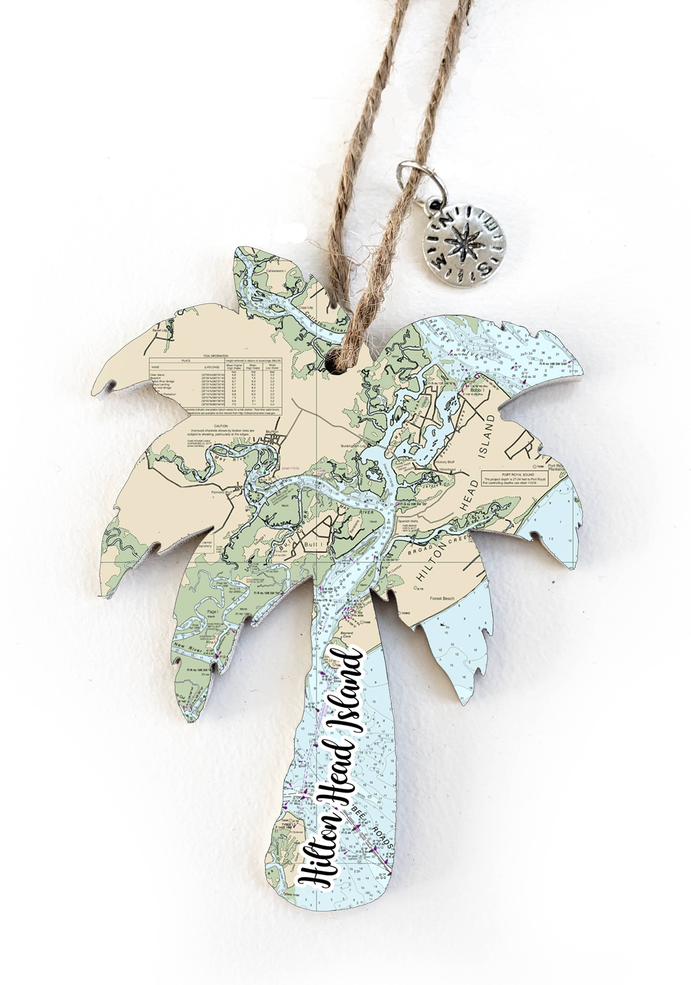 Map Mom - Wholesale Ornament - Wood Ornament - Palm Tree Shape- Custom Map Location2