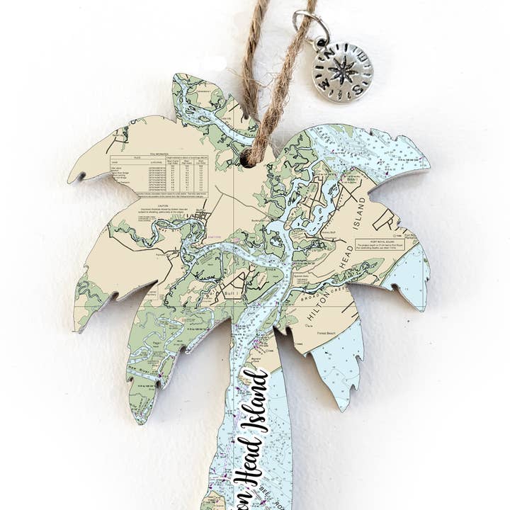 Map Mom - Wholesale Ornament - Wood Ornament - Palm Tree Shape- Custom Map Location2