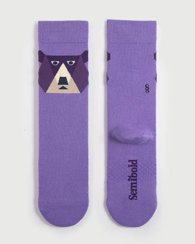 Purple Bear Socks | Semibold Lavender Bear Athleisure Crew Socks for wholesale on Faire3