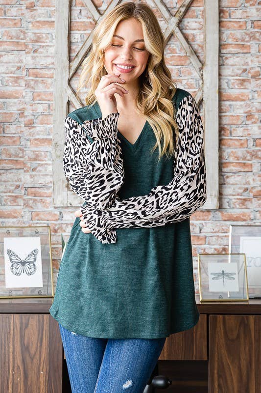 Sunday Morning - Wholesale Tuniek - Dames - T7173HE10-SOLIDE THERMISCHE EN DIERENPRINT LANGE MOUWEN TOP5