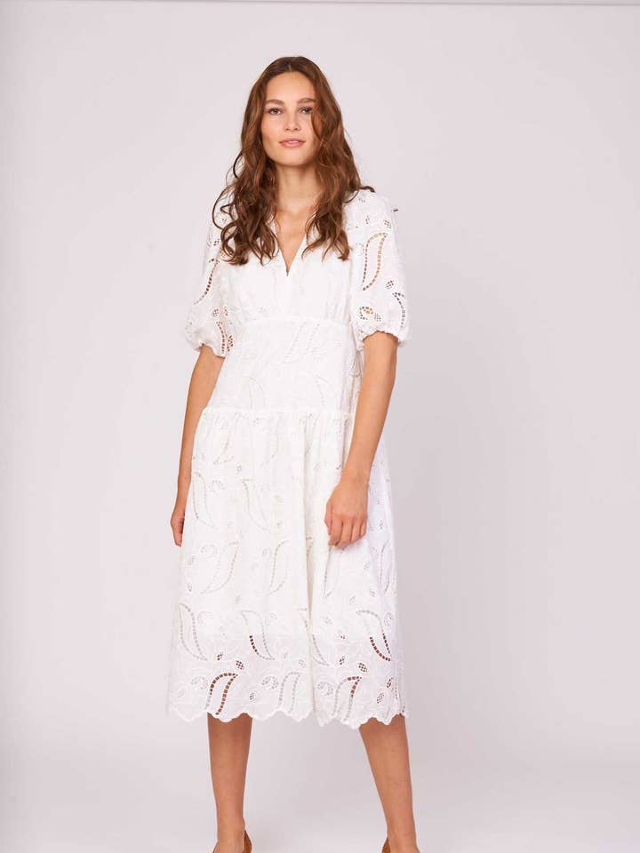 Vestido midi liso y calado PRODIGE para venta al por mayor de DERHY