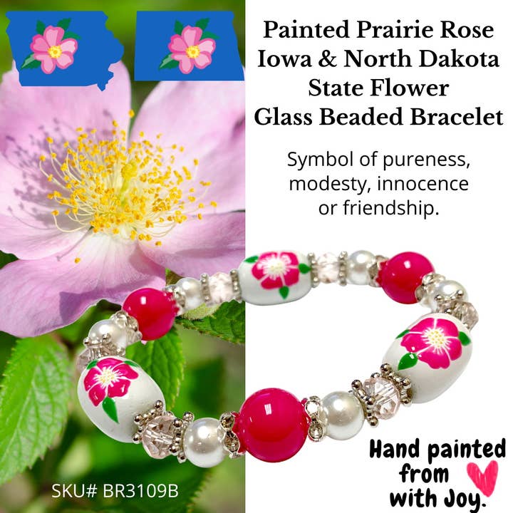 Bracelet à fleurs Prairie Rose, Iowa, Dakota du Nord pour la vente par Fiona Accessories
