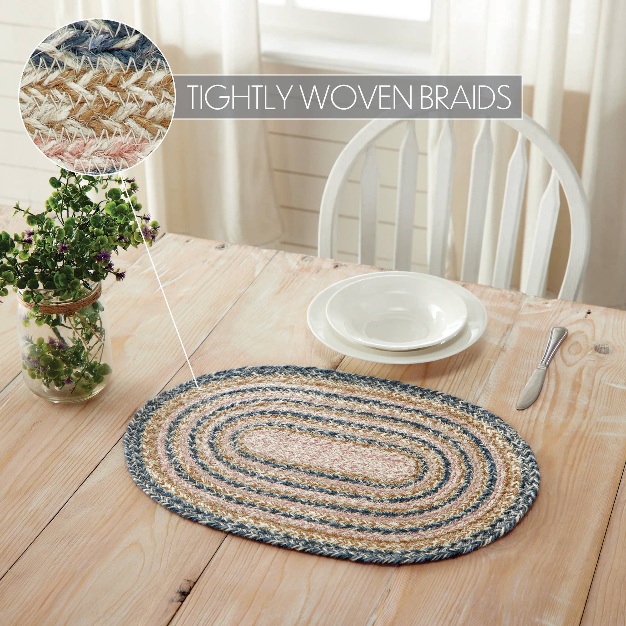 VHC Brands - Wholesale Placemat - Kaila Jute Oval Placemat 13x193