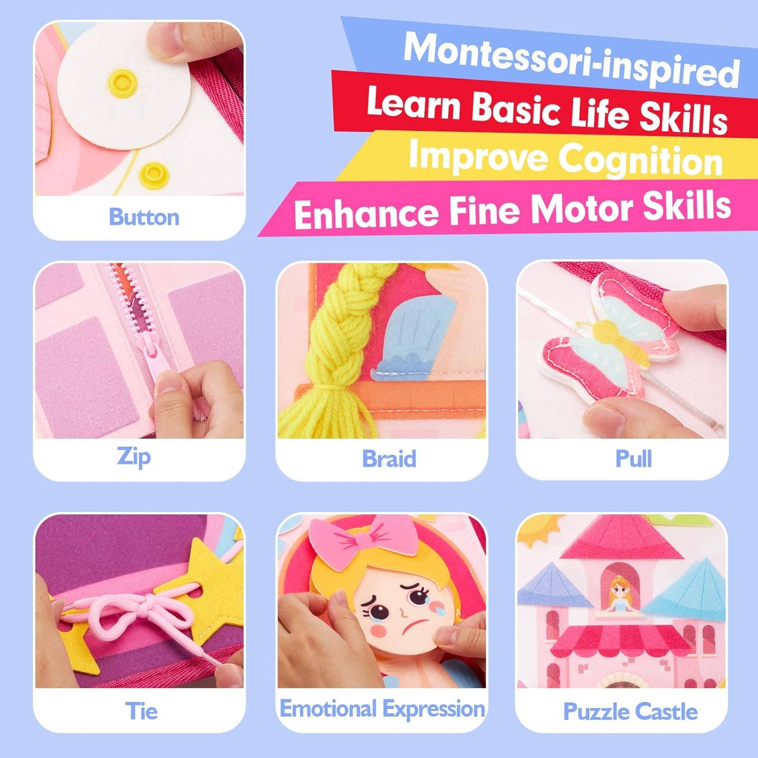 VIGOR - Wholesale Preschool Book (3-5) - Montessori Toys Pink Princess Makeover Girls Quiet Busy Book3