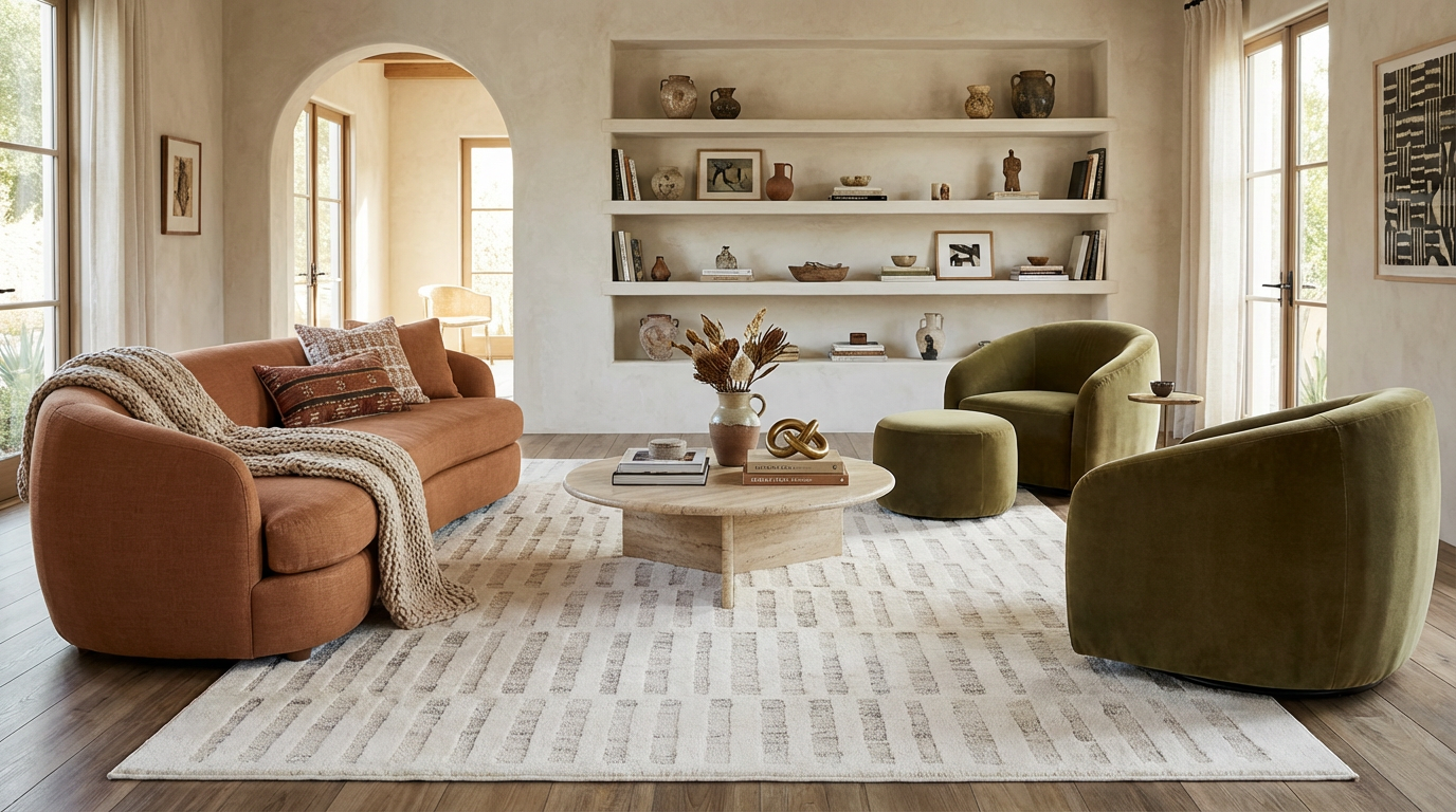 Boho Abstract Beige Cream Indoor Area Rug for wholesale on Faire2