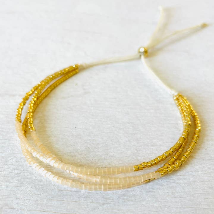 Bracciale regolabile con perline Miyuki su cordoncino cerato, Rocaille per la vendita all'ingrosso da parte di Atelline