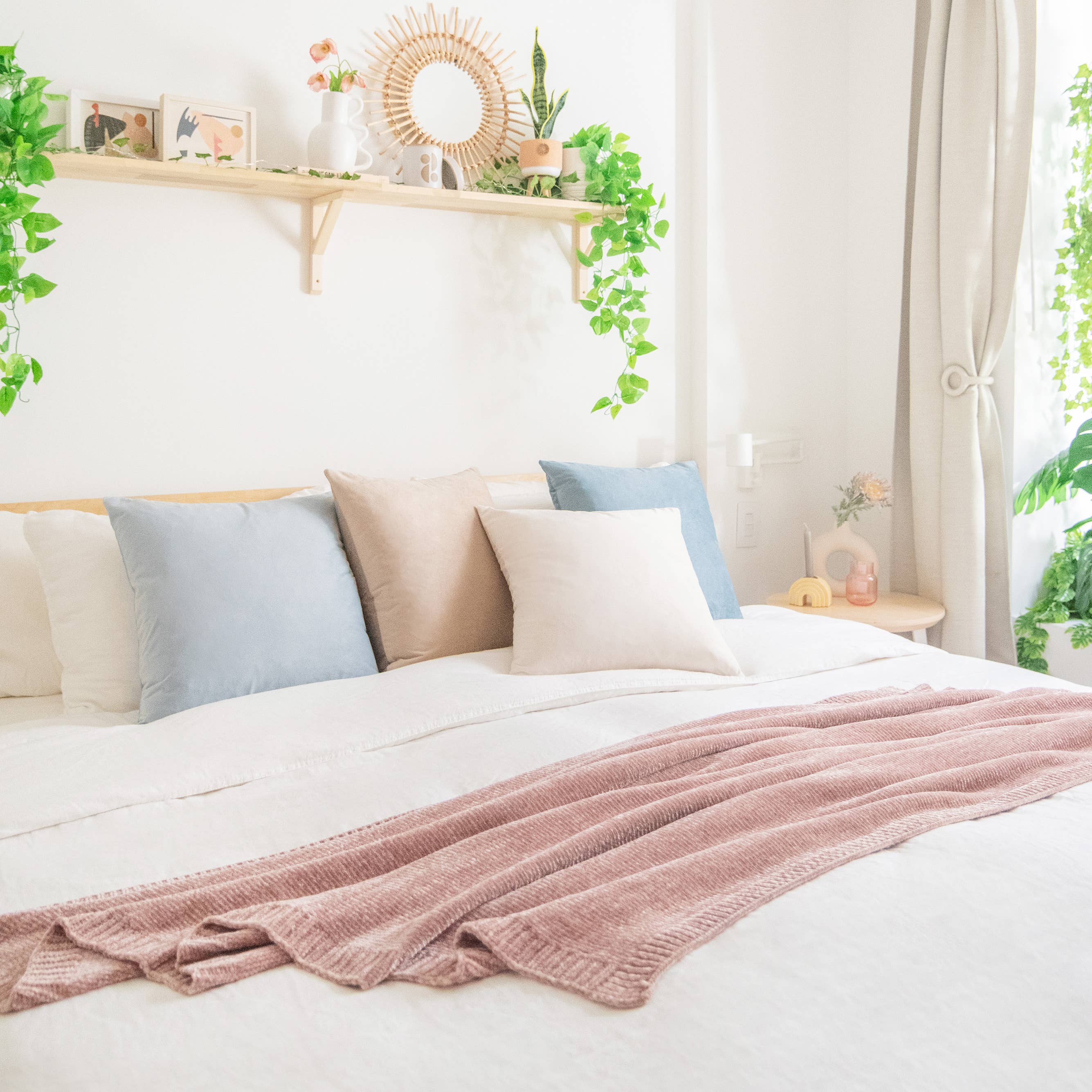 Monday Moose - Wholesale Throw/Decorative Pillow - Samara Pillow Covers (4-Pack) - Beige/Light Blue6