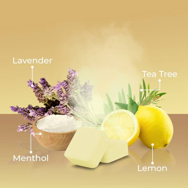 PurelifeBiotics - Vendita all'ingrosso Bombe/Compresse vaporizzanti da doccia - Elisir di pace: lavanda e limone per un equilibrio olistico