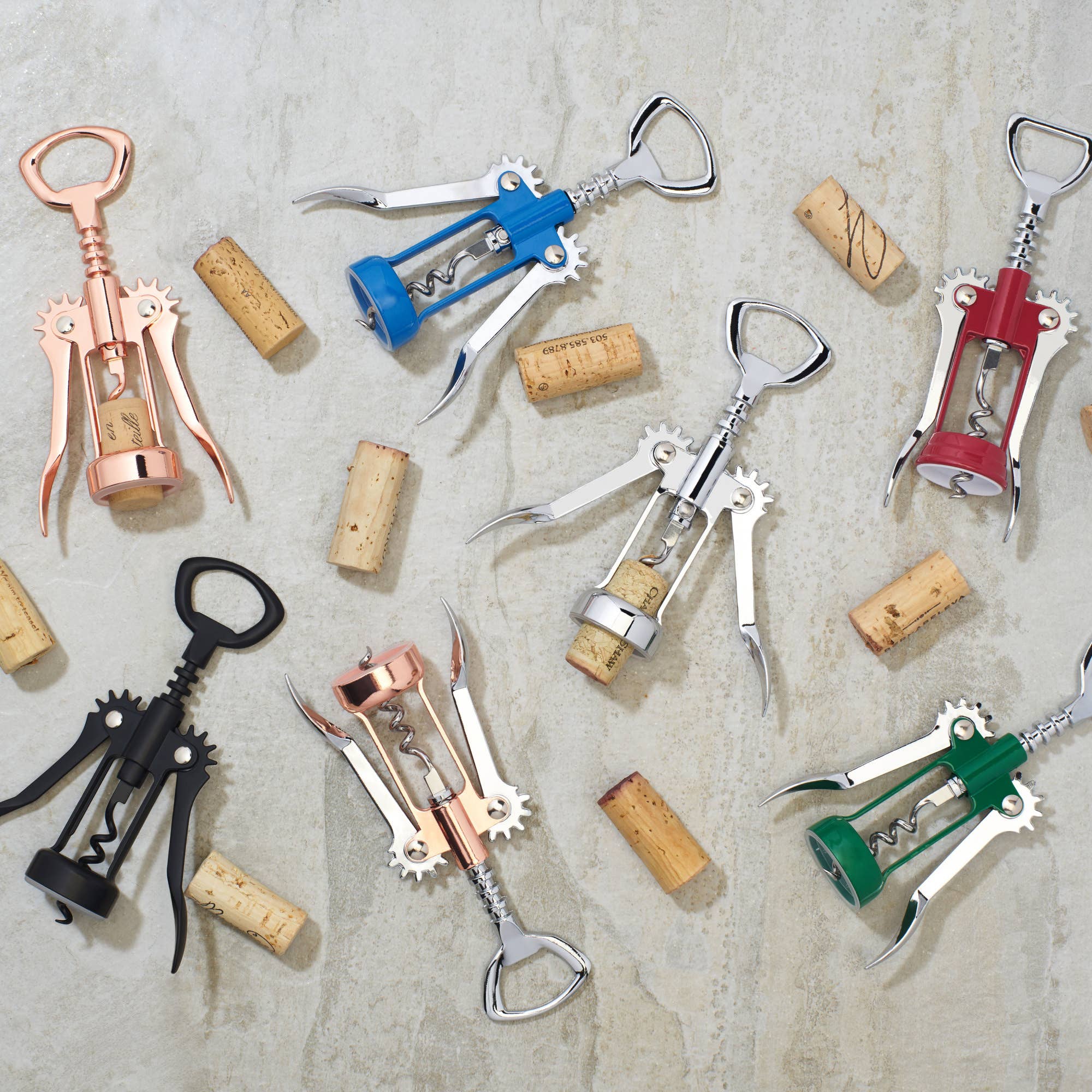 TRUE - Wholesale Bottle/Wine Opener - Soar Chrome Finish Winged Corkscrew ASSORTED COLORS21