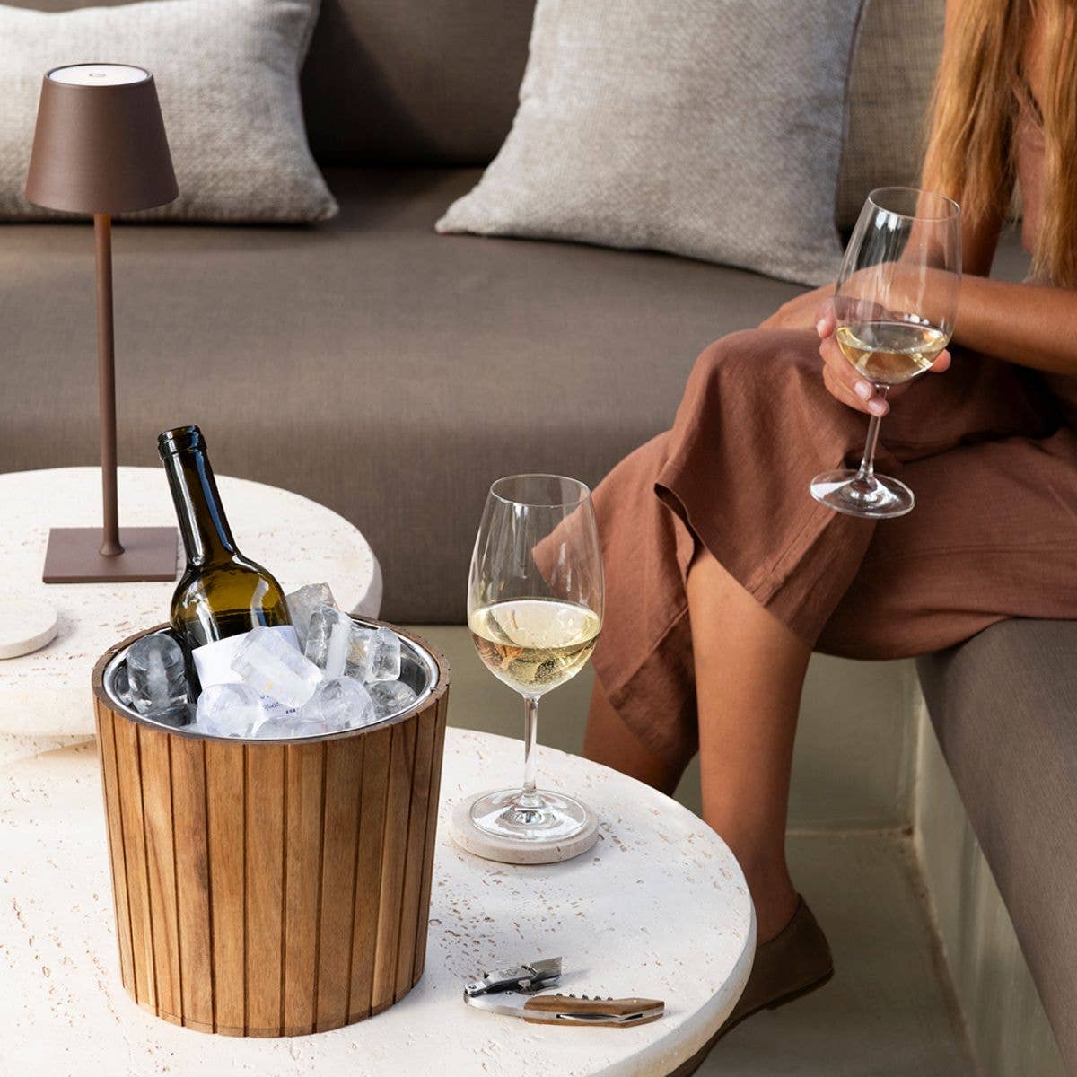 Andrea House - Wholesale Ice Bucket - Wood and stainless steel ice bucket0