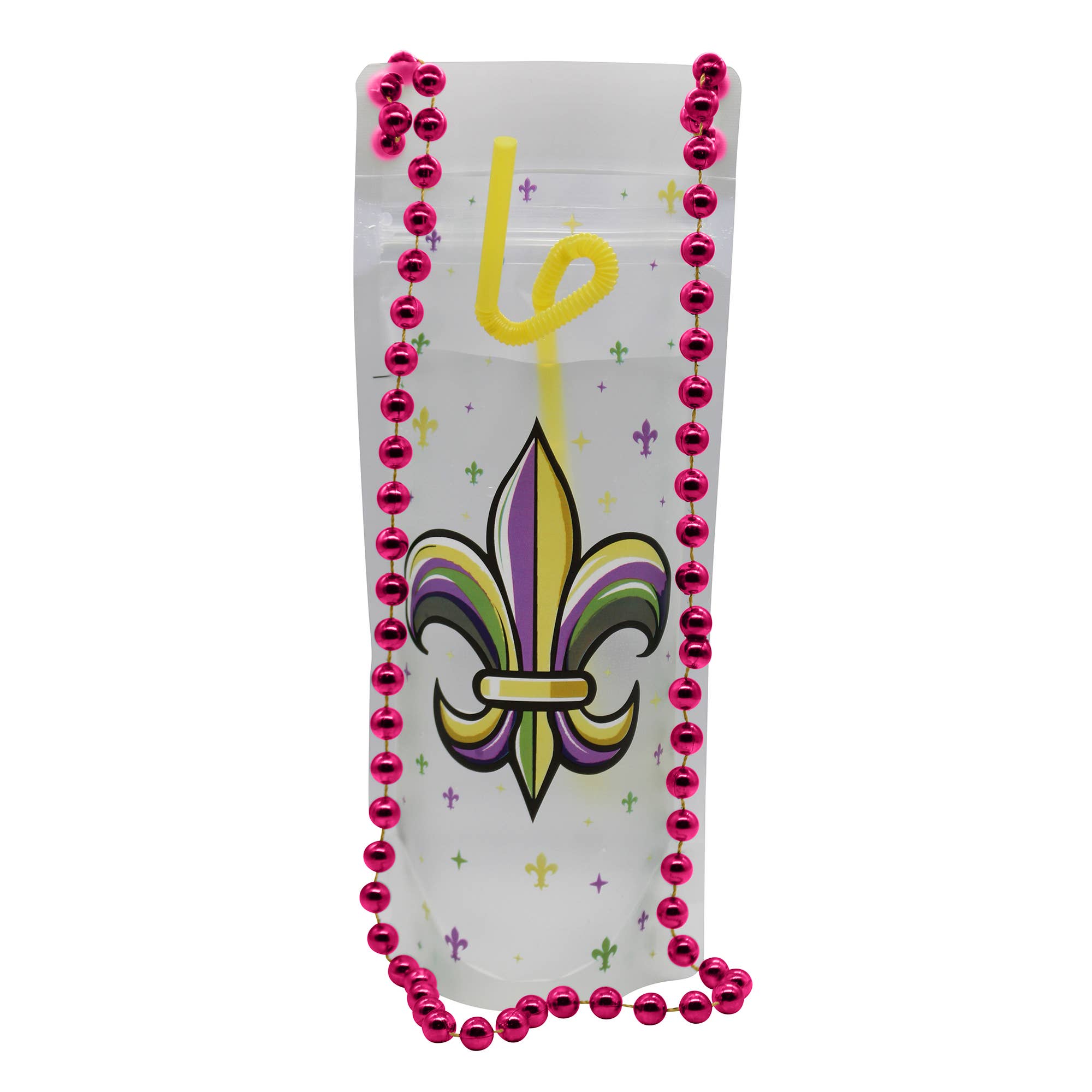 NeckSip – wholesale Party gift – FLEUR-DE-LIS Mardi Gras Wearable Drink Pouches (16oz | 2-pk)7