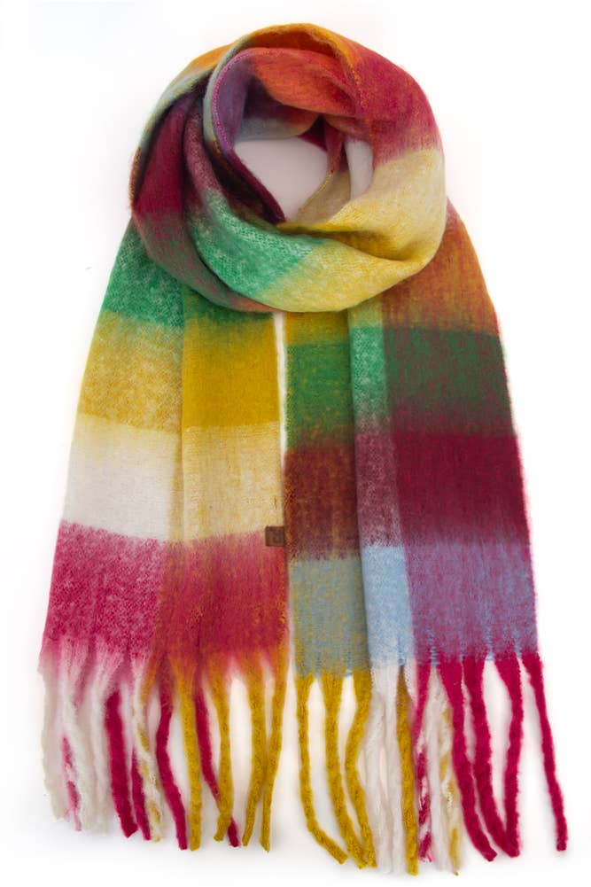 Hana - Wholesale Scarf - Women's - C.C Multi Color Block Plaid Check Pattern Woven Winter Scarf31