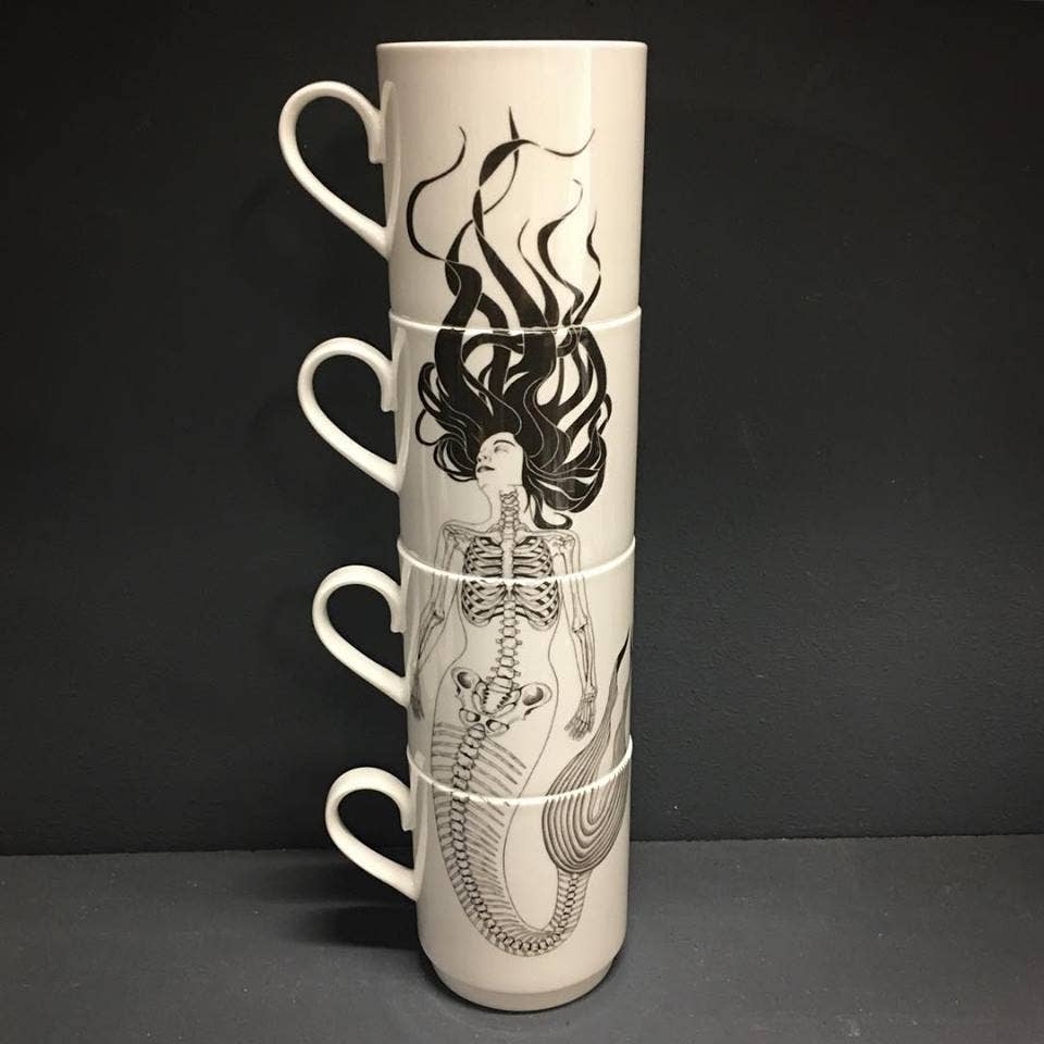 Charlotte Clark Ltd - Wholesale Coffee Mug - Stacking Anatomical Mermaid Mug Set (Stoneware)1