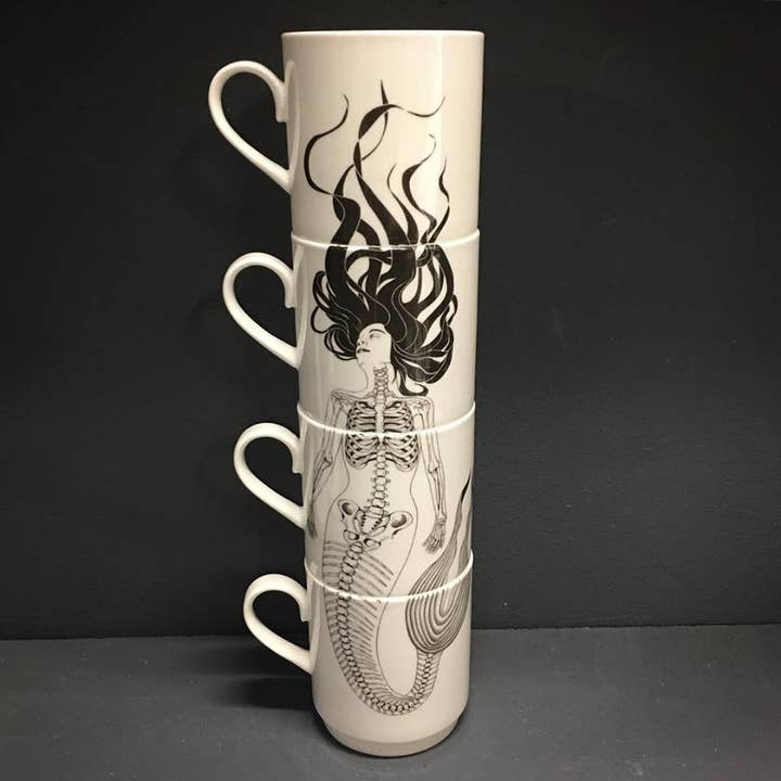 Charlotte Clark Ltd - Wholesale Coffee Mug - Stacking Anatomical Mermaid Mug Set (Stoneware)1
