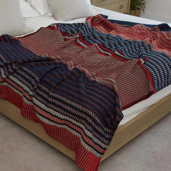 Wallace Sewell - Wholesale Throw Blanket - Ettore Oxford Blue Small - Cotton Chenille throw/blanket