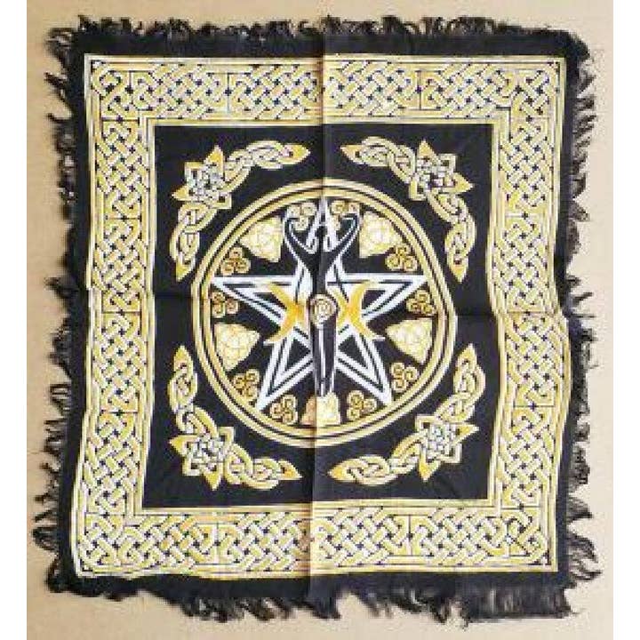 GREENROOTS USA LLC - Wholesale Tapestry/Textile - Pentagram Goddess Of Earth Altar Cloth With Fringe 18x18 "