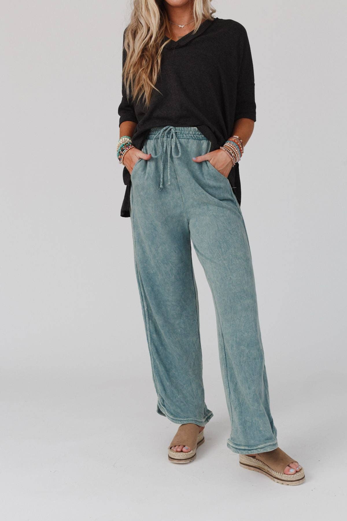 Wholesale So Comfy Wide Leg Full Pant - New Teal for your store