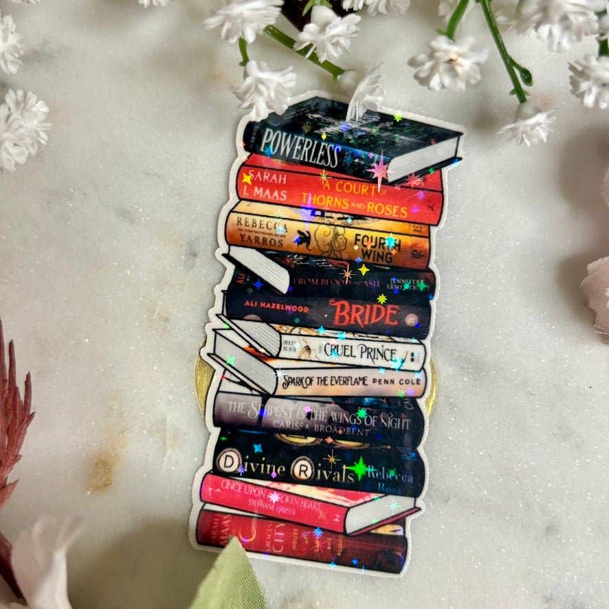 Awfullynerdy.co - Wholesale Sticker - Romantasy Books Bookstack Sticker1