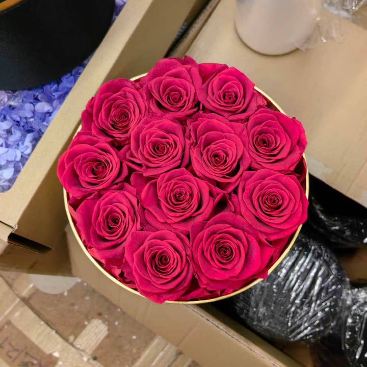 Modern Memory Design Picture Frames - Wholesale Dried/Pressed Flowers - Valentines Day Gift -12 Red Roses Preserved in Black Box7