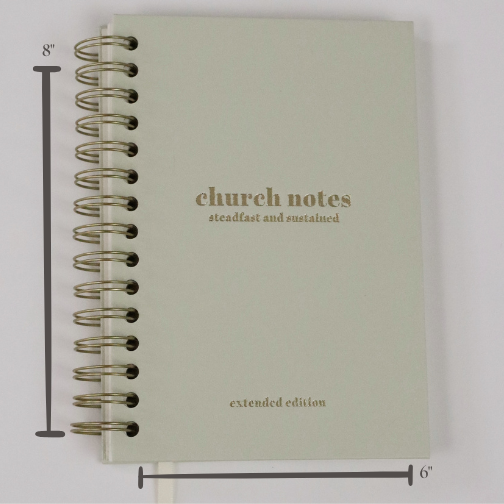 Steadfast and Sustained - Wholesale Journal/Diary - Church Notes Journal - Extended Edition - Spiral, Light Green Leatherette2