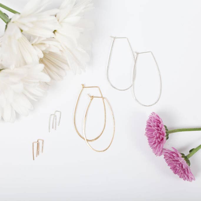 Forai - Wholesale Hoop Earrings - Azmera Hammered Hoop Earrings in 14K Gold Filled2