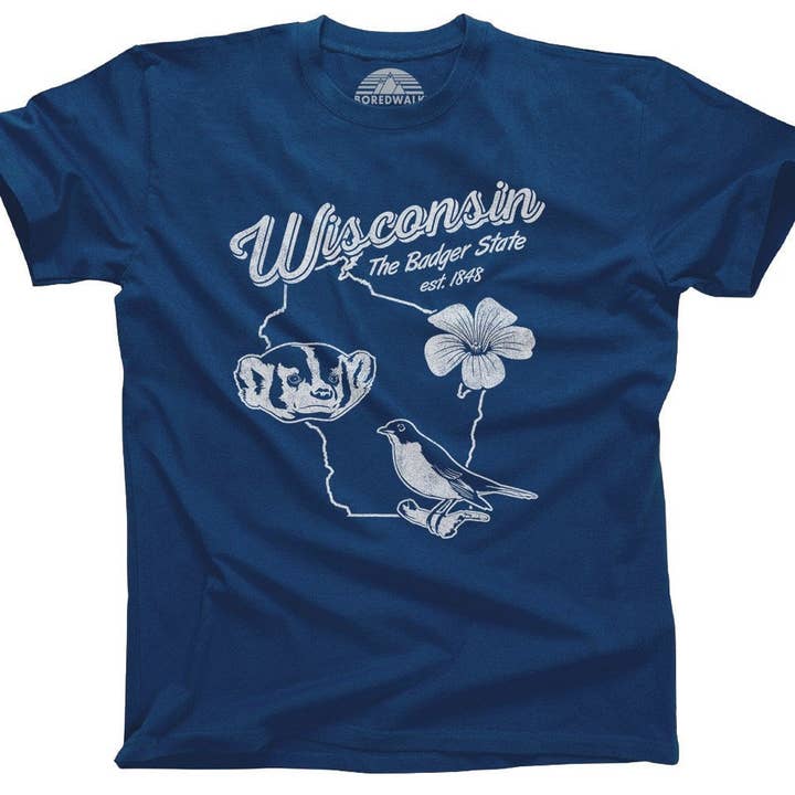 Boredwalk - Wholesale Screen Printed T-Shirt - Men's - Men's Vintage Wisconsin T-Shirt