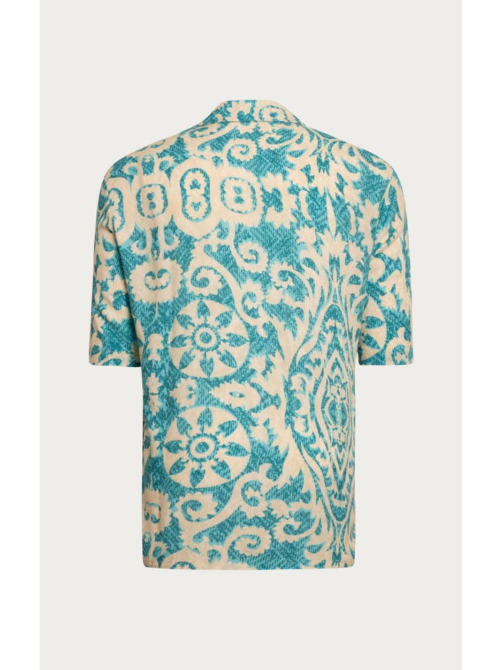 Allover Floral Pattern Oversized Relaxed Shirt - Orange for wholesale on Faire