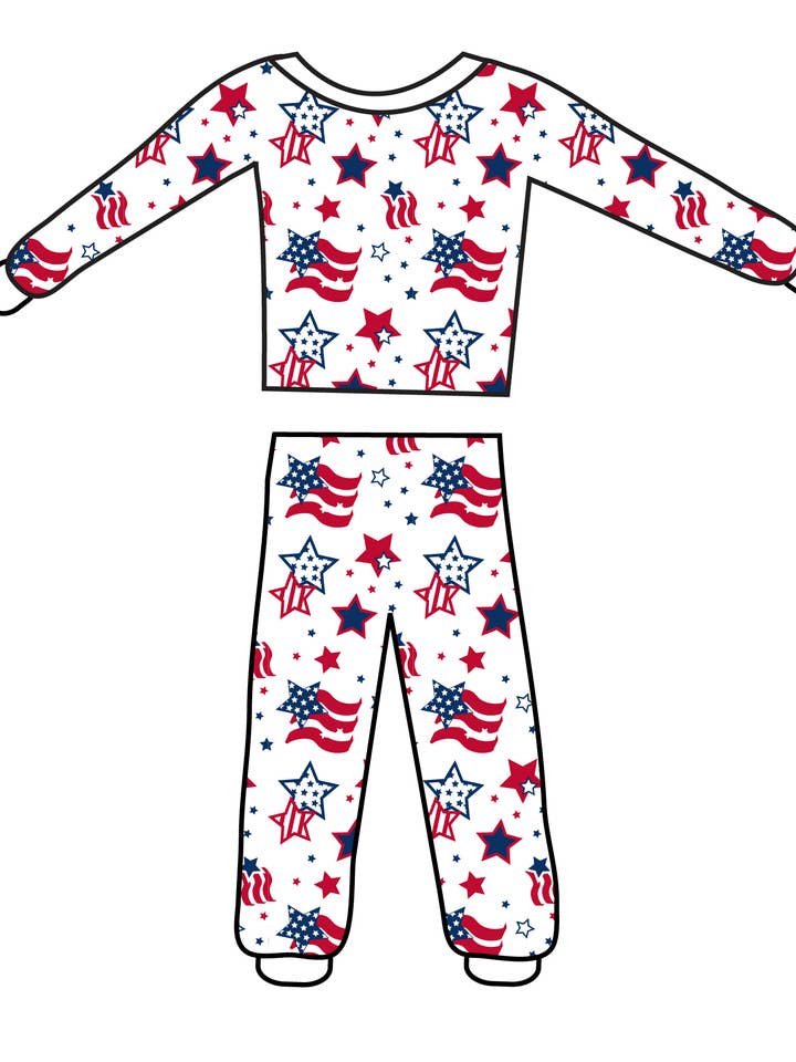 Bio-Schlafanzüge mit amerikanischer Flagge für den Großhandel von New Jammies