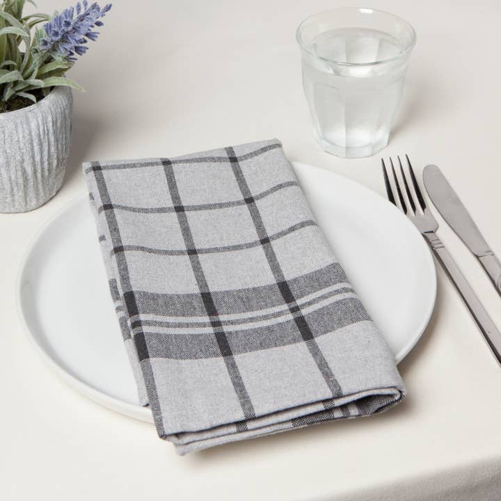 Now Designs by Danica - Wholesale Dinner & Cloth Napkin - Recycled Cotton 2nd Spin Gray Napkins Set of 4