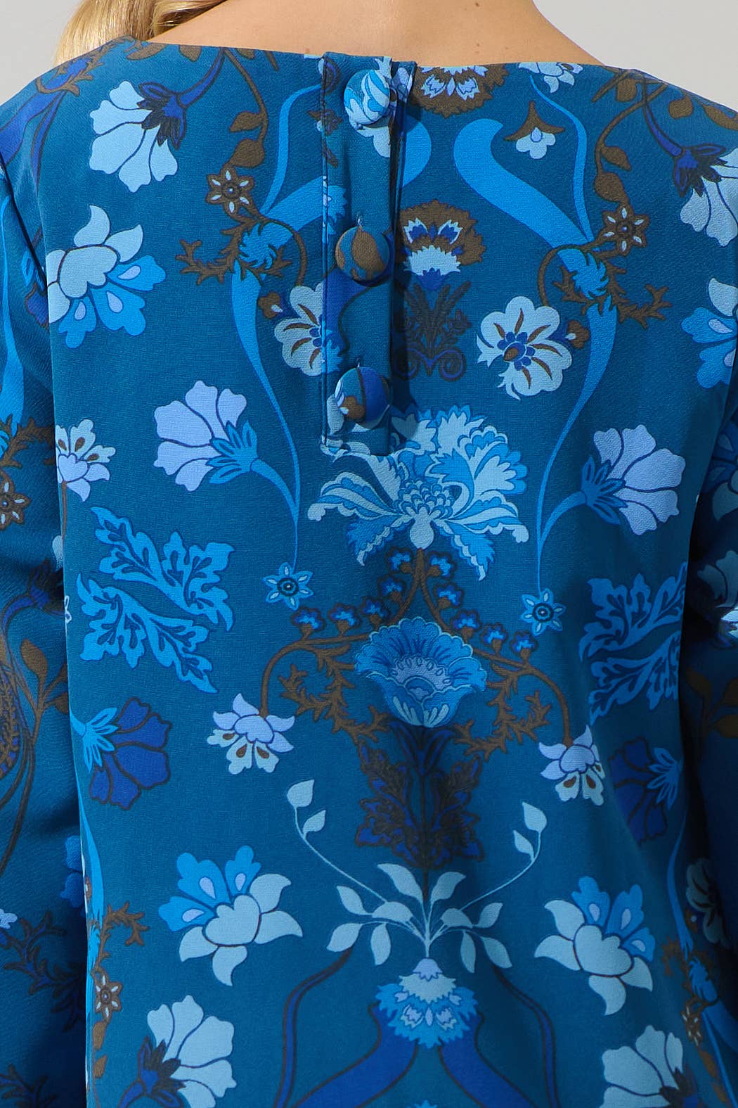 Teal Blue Palmate Floral Lonna Shift Mini Dress for wholesale on Faire5