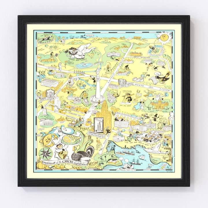 Vintage Map of Baltimore, Maryland 1935 for wholesale by Ted's Vintage Art