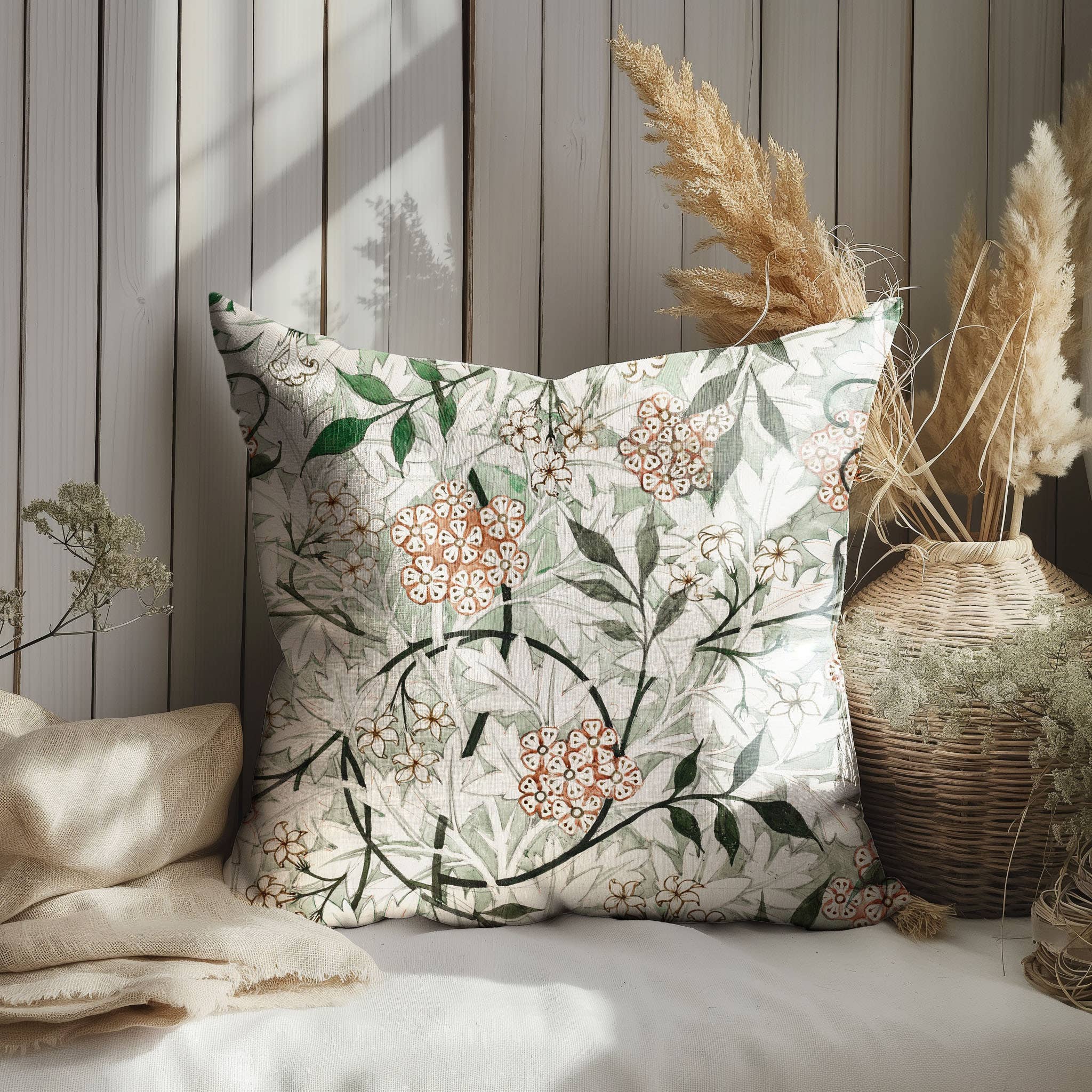 NorraVilla – wholesale Throw pillow cover – William Morris Jasmine print Linen Pillow / Cushion Cover