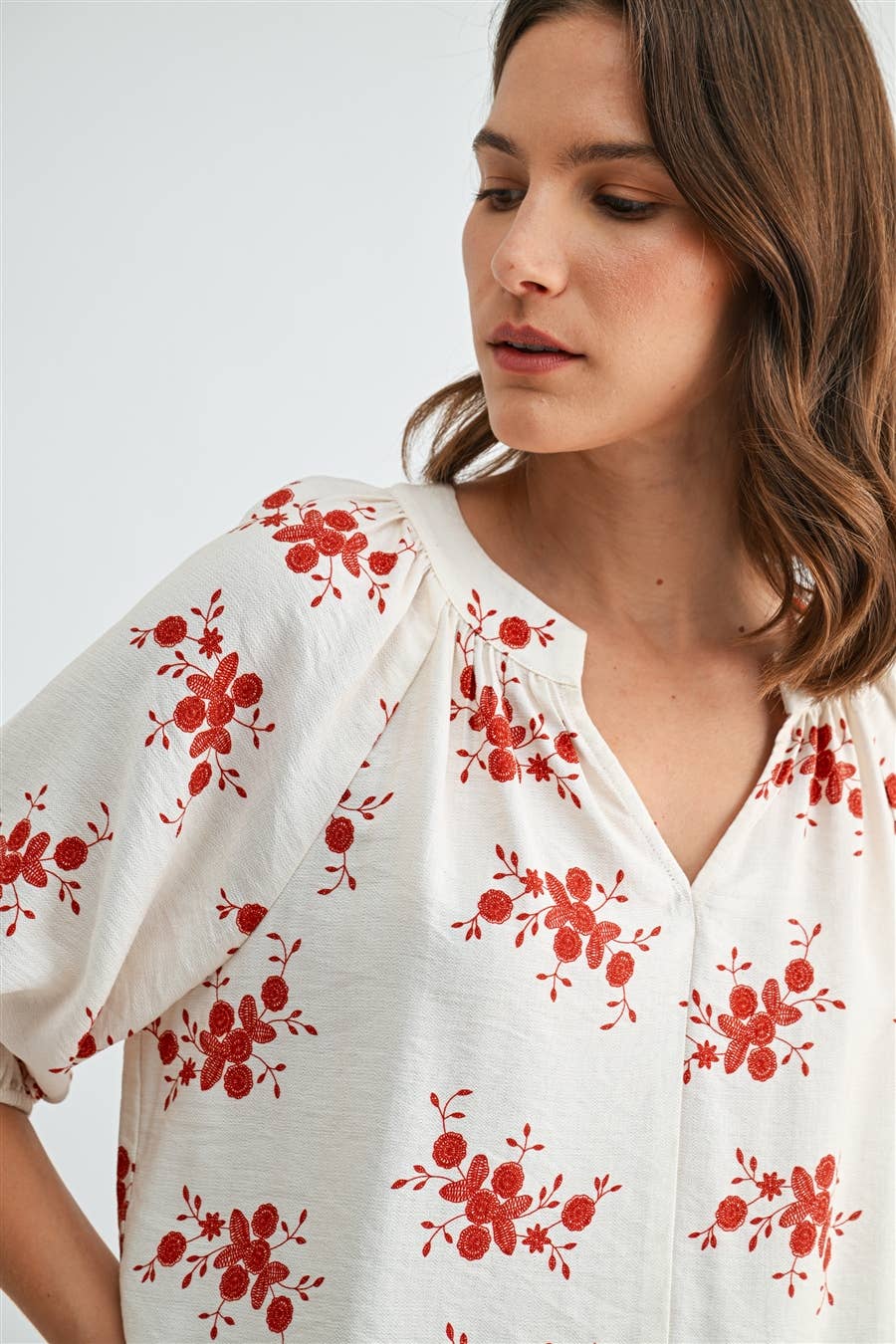FUN2FUN - Wholesale Blouse - Women's - V NECK FLORAL PRINT BLOUSE8