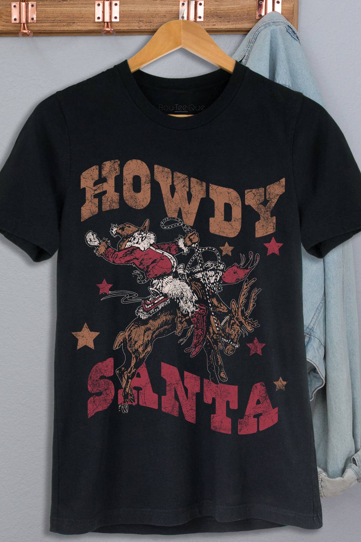 BouTeeQue Closet - Wholesale Screen Printed T-Shirt - Women's - 1214T - Cotton Jersey Relaxed Fit - Santa Cowboy4