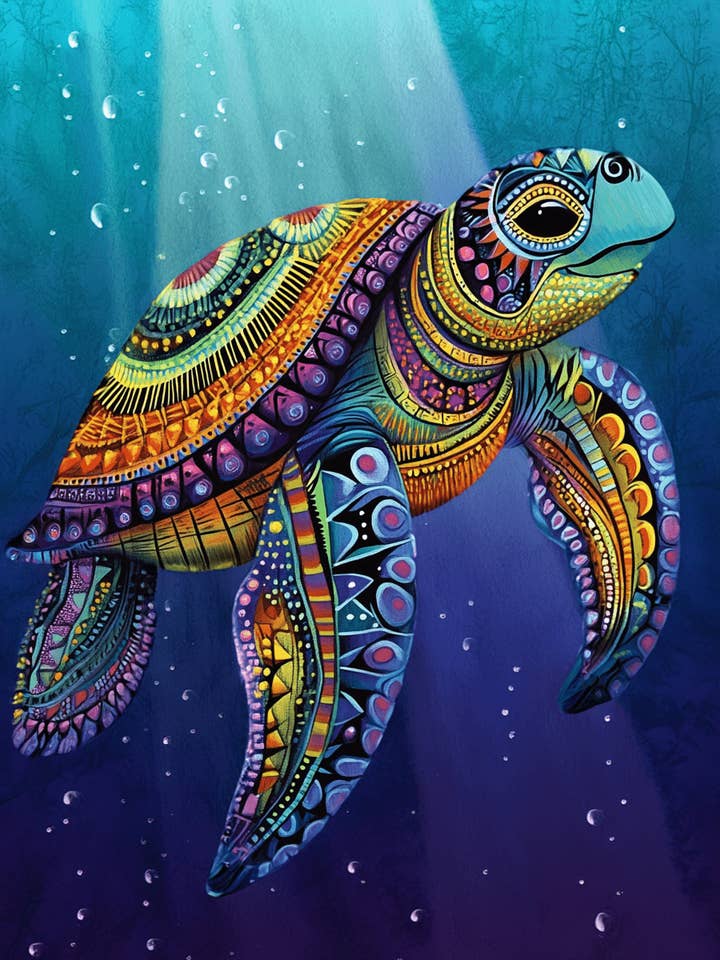 Sunray Sea Turtle - Wall Art Print - Ocean Seaside Beachcore - 8"x10" Artwork - 11"x14" Matte for wholesale by Mowbi