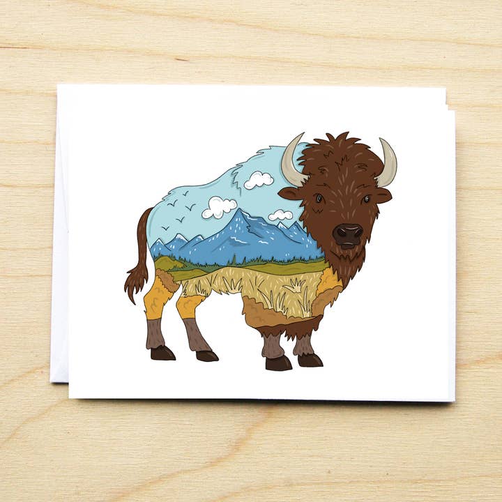 Prairie Buffalo Card for wholesale by KTF Design Co.