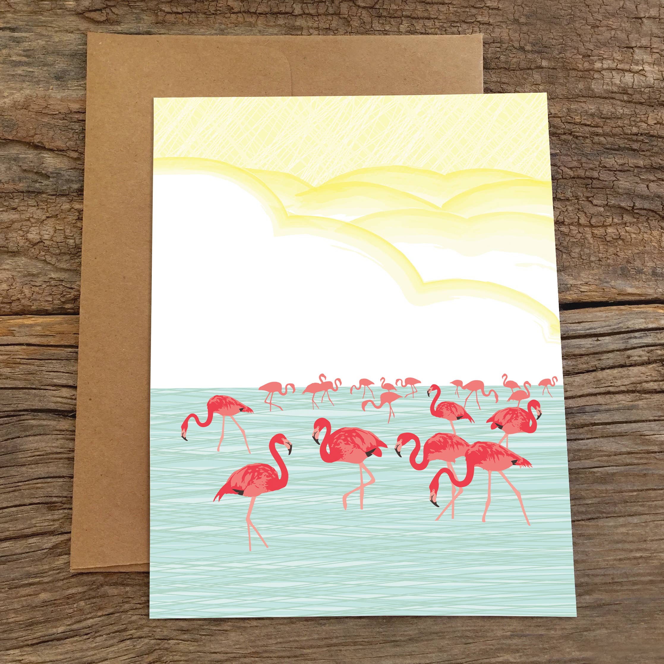 Modern Printed Matter - Wholesale Stationery/Notecard Set - Flamingos Blank Note Card1