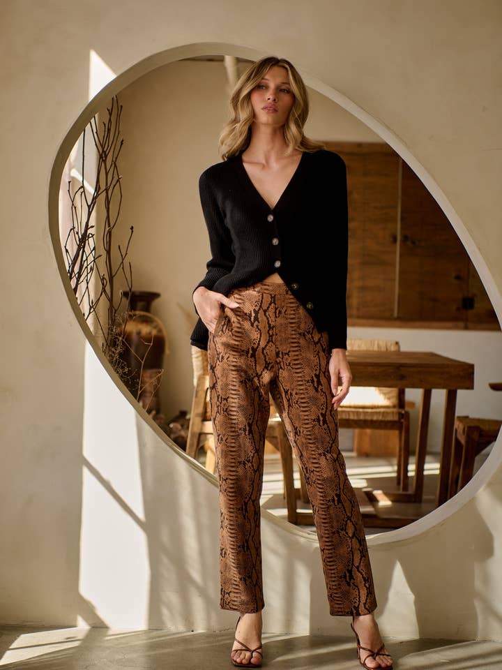Sander Faux Suede Snake Pants for wholesale by Sugarlips