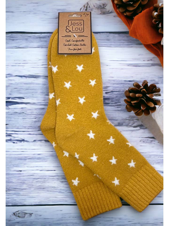 Jess & Lou - Venta al por mayor Calcetines - Mujer - Calcetines de Estrellas Elegantes Acanalados